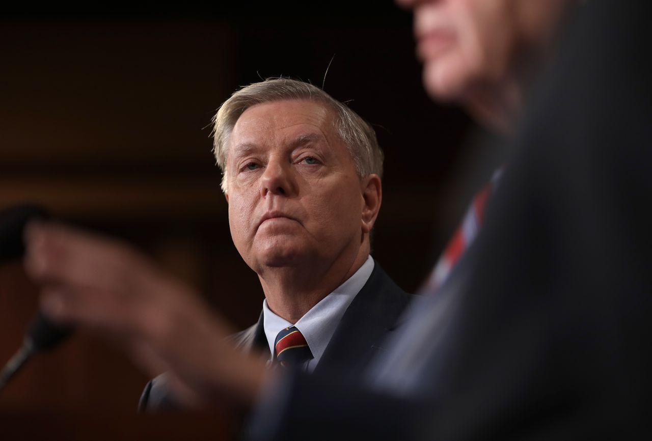 Lindsey Graham at a press conference