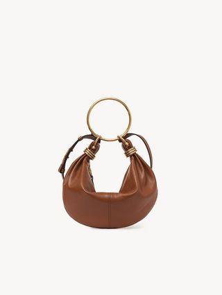 Small Bracelet Hobo Bag in Grained Leather
