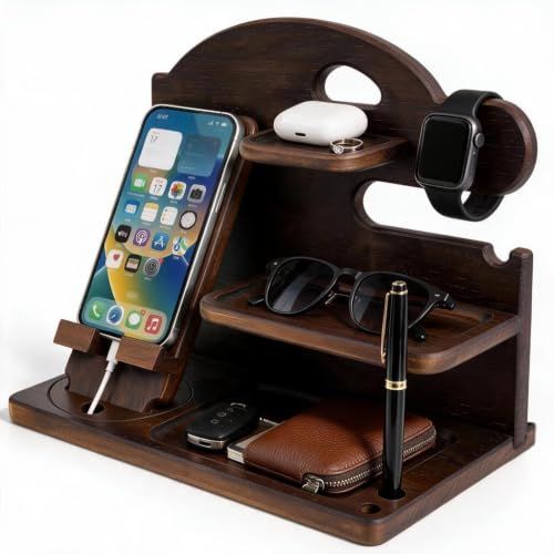 Wooden Organizer With Phone Stand
