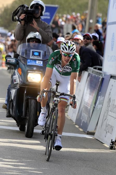Rui Costa (Lampre-Merida) rides to second on the stage