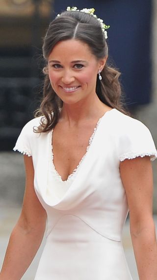 Pippa Middleton arrives to attend the Royal Wedding of Prince William to Catherine Middleton at Westminster Abbey on April 29, 2011