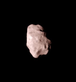 This enlarged view of photo of the asteroid Lutetia is one of the closest views ever of the asteroid. It was taken by Europe's comet probe Rosetta from 80,000 km away during a July 10, 2010 flyby.