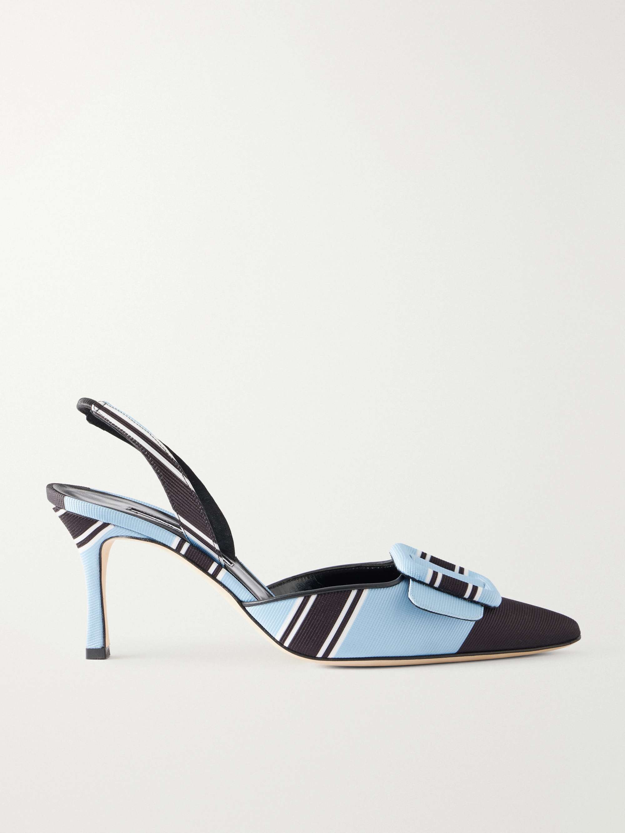 + Emilia Wickstead Maysli 70 Striped Grosgrain Slingback Pumps