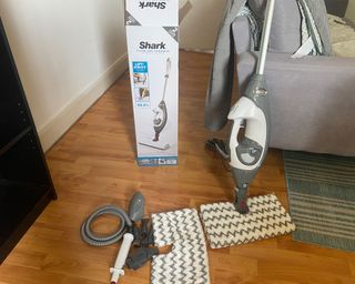 Image of Shark Floor & Handheld Steam Cleaner S6005UK being unboxed at home during testing