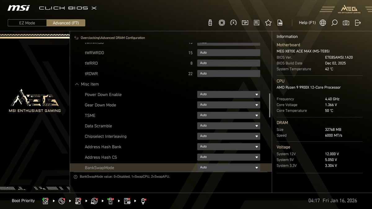 MSI MEG X870E Ace Max - BIOS