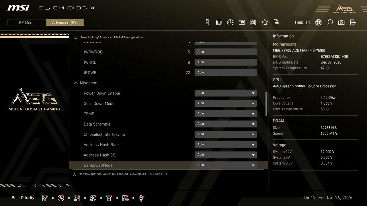MSI MEG X870E Ace Max - BIOS
