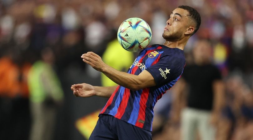 Sergiño Dest in action for Barcelona in pre-season.