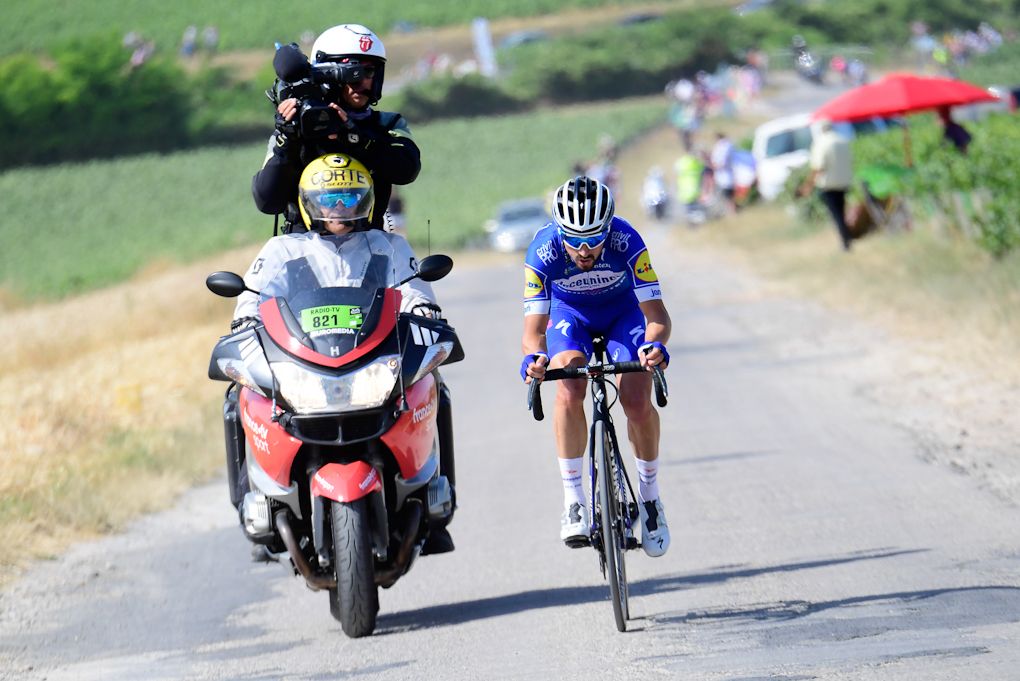 Julain Alaphilippe (Deceuninck-QuickStep) solos to victory during stage 3 at the Tour de France