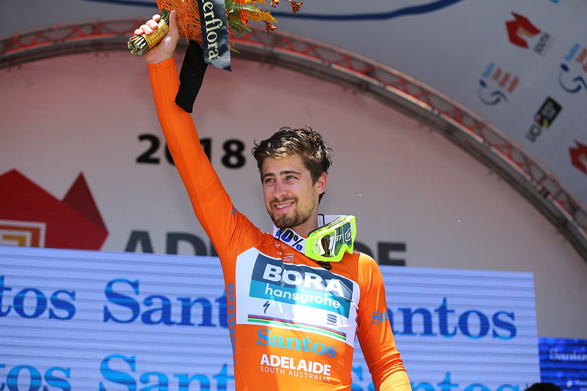 New race leader, Peter Sagan on stage