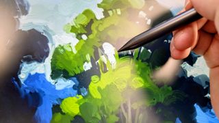 Digital impasto; a stylus makes painting marks on a tablet