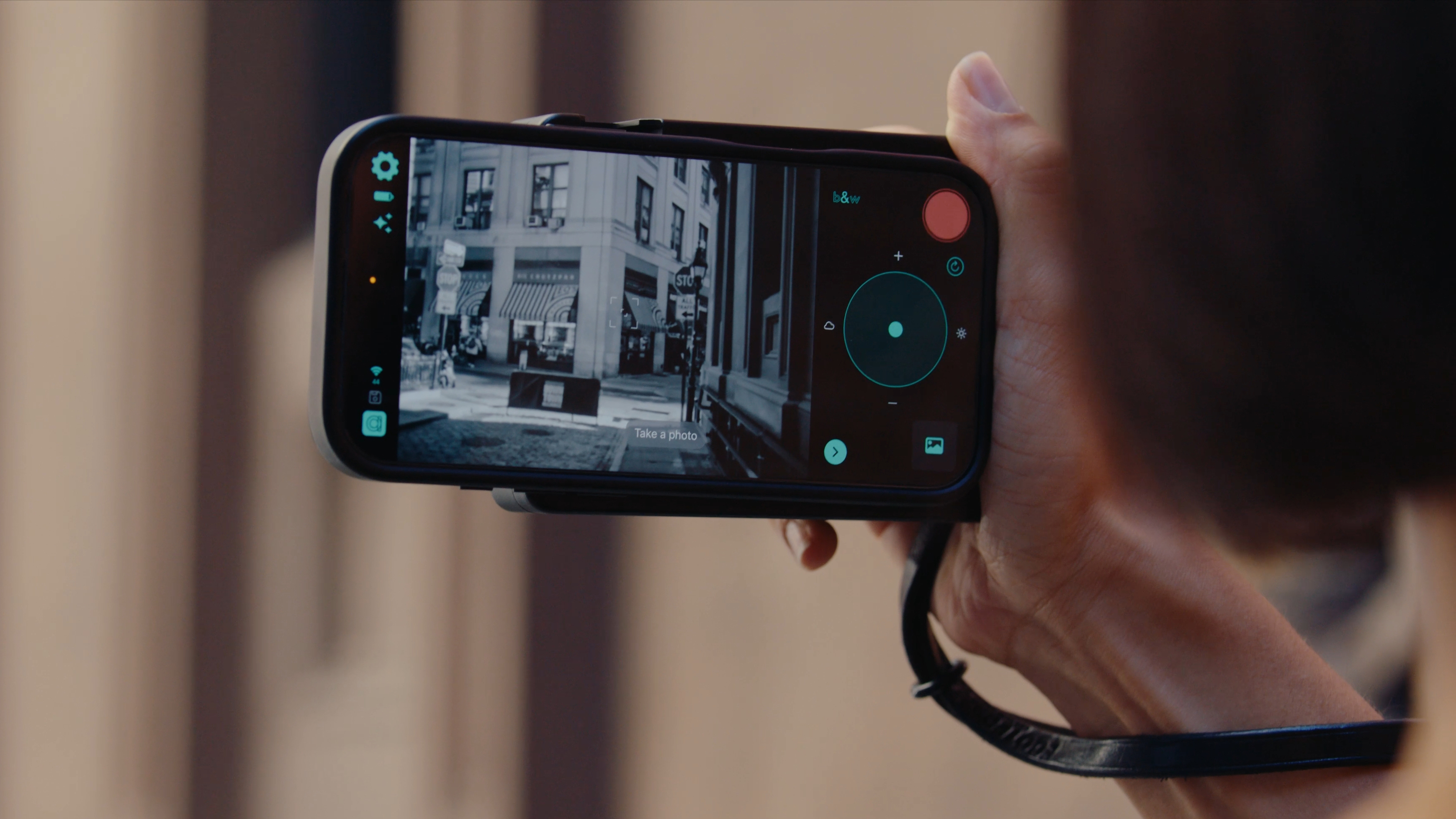 The Caira camera on an iPhone in use