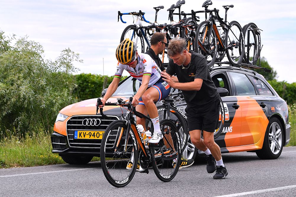 Lizzie Deignan is pushed back into the action