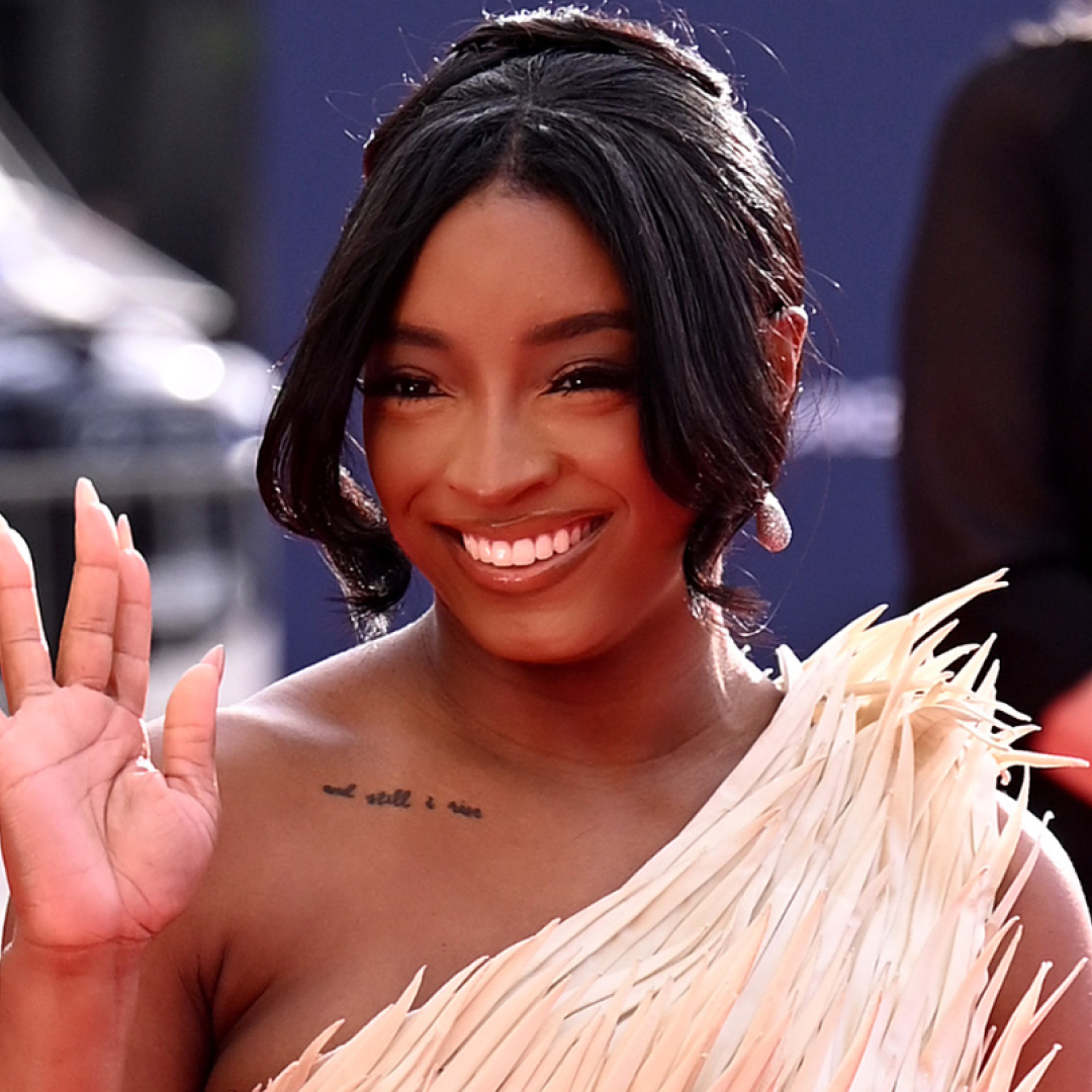 Simone Biles wore a feather high-low dress on the World Sports Awards 2026 red carpet 