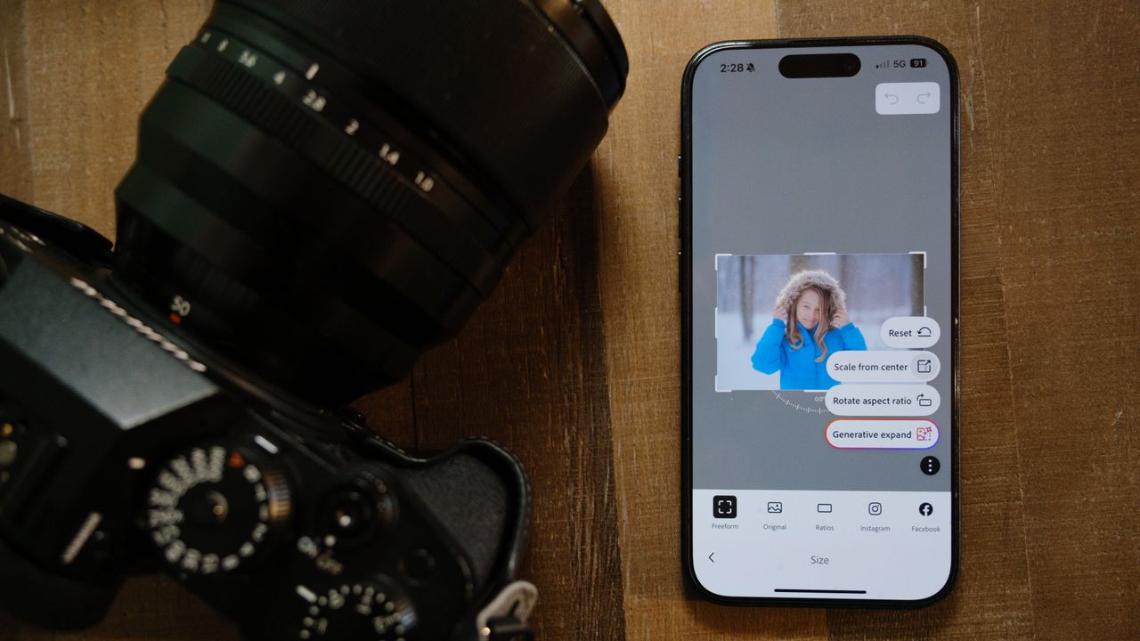 The mobile Photoshop app on an iPhone