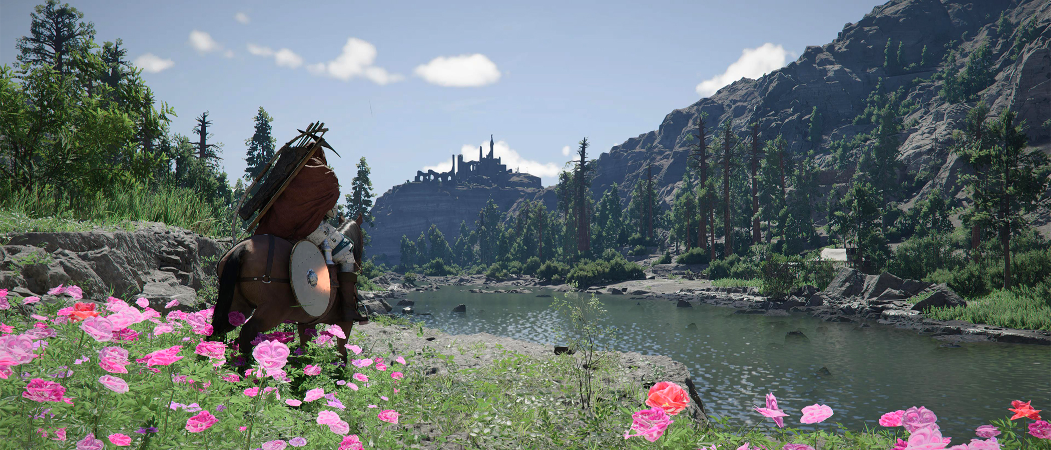 A man on a horse by a river