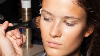 MILAN, ITALY - SEPTEMBER 24: A model is seen ahead backstage of the Au Jour Le Jour show during Milan Fashion Week Spring/Summer 2018 on September 24, 2017 in Milan, Italy. (Photo by Rosdiana Ciaravolo/Getty Images)