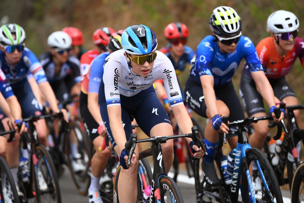 TERUEL SPAIN APRIL 30 Mischa Bredewold of The Netherlands and Team SD Worx Protime competes during the 10th La Vuelta Femenina 2024 Stage 3 a 1303km stage from Lucena del Cid to Teruel UCIWWT on April 30 2024 in Teruel Spain Photo by Alex BroadwayGetty Images