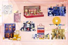 A collage of the best perfume advent calendars 2024