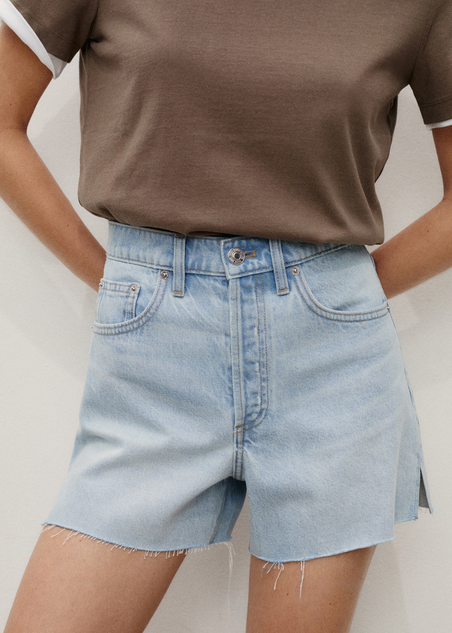 Denim Shorts With Frayed Hem - Women | Mango Usa