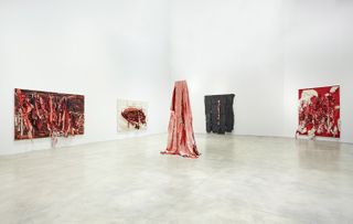 Sculptures and wall pieces seen in Anish Kapoor's 2016 exhibition at the Museo d'Arte Contemporanea Roma