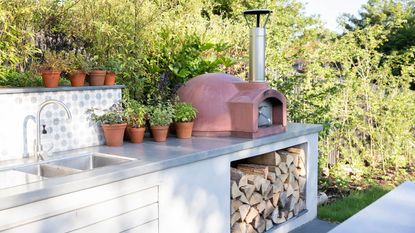 buying an outdoor kitchen moveable island in outdoor kitchen area on decked space 