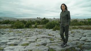 Julia on the limestone landscape of the Burren in Co. Clare.