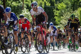 Frank Schleck (Trek) at the top of the climb