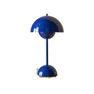 A mushroom cobalt blue lamp