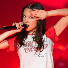 Olivia Rodrigo channeled Ginger Spice in Union Jack shorts at the Glastonbury Festival.