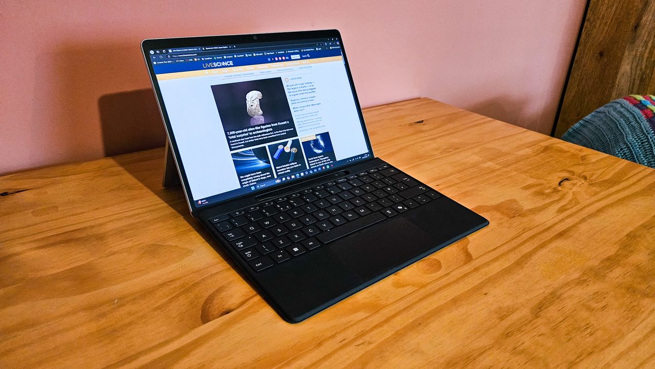 Microsoft surface pro 11 on a table.