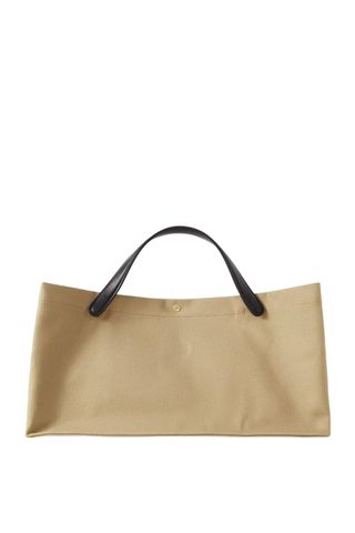 The Row Idaho medium leather-trimmed cotton-twill tote