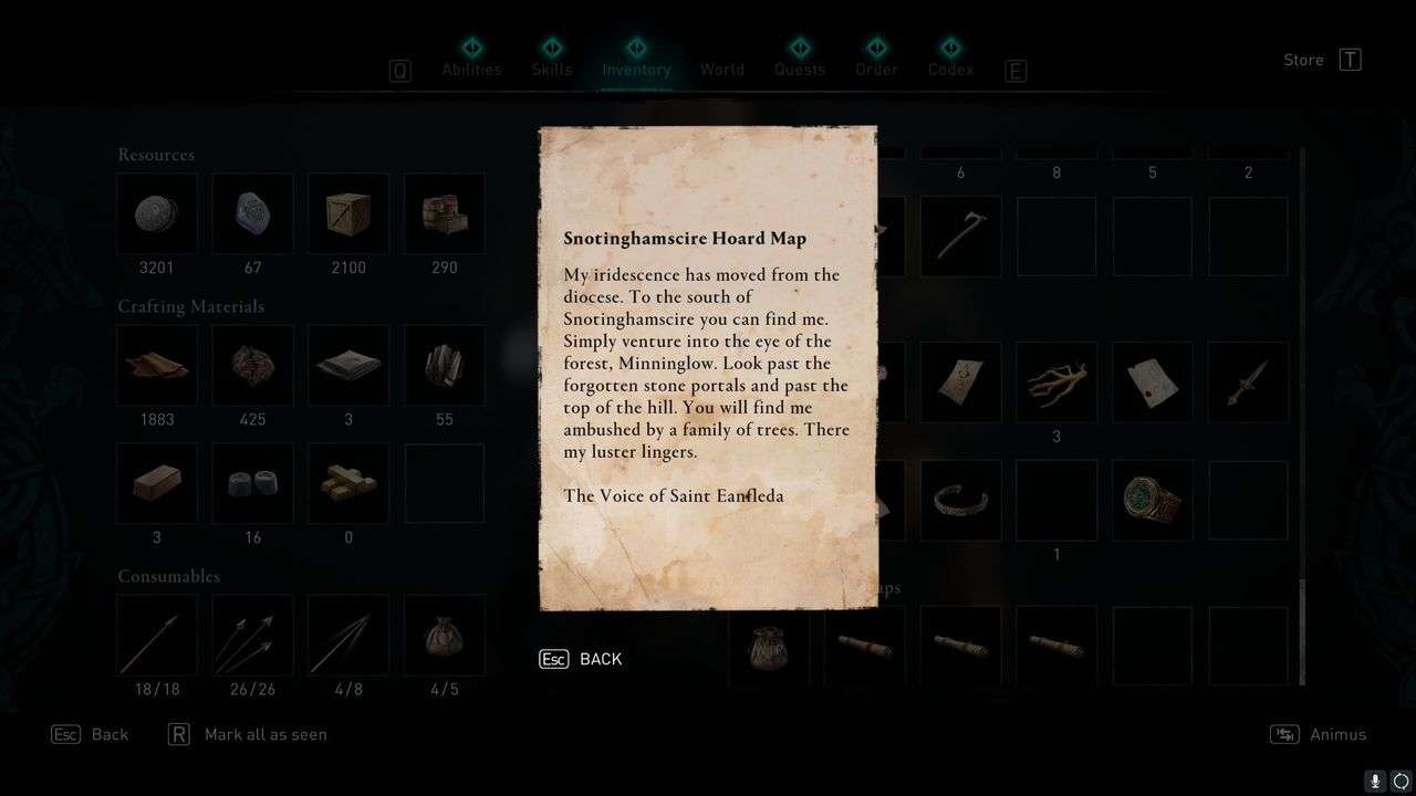 AC valhalla Snotinghamscire treasure hoard map location