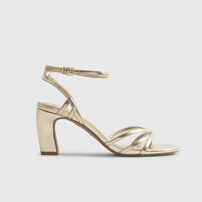 River Island , Gold Caged Heeled Sandals