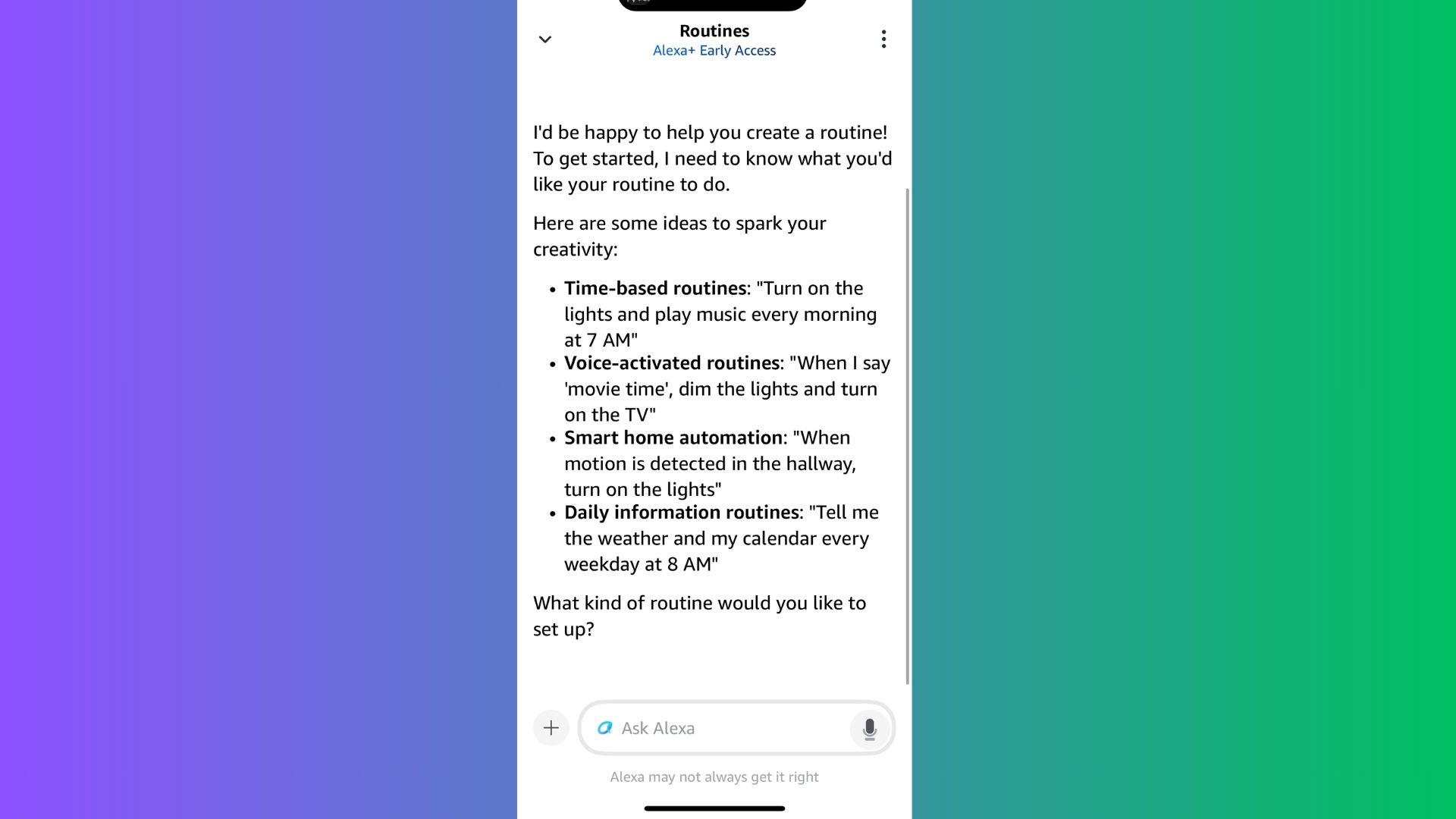 Alexa+ set up routine