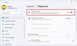Clipboard history disable feature