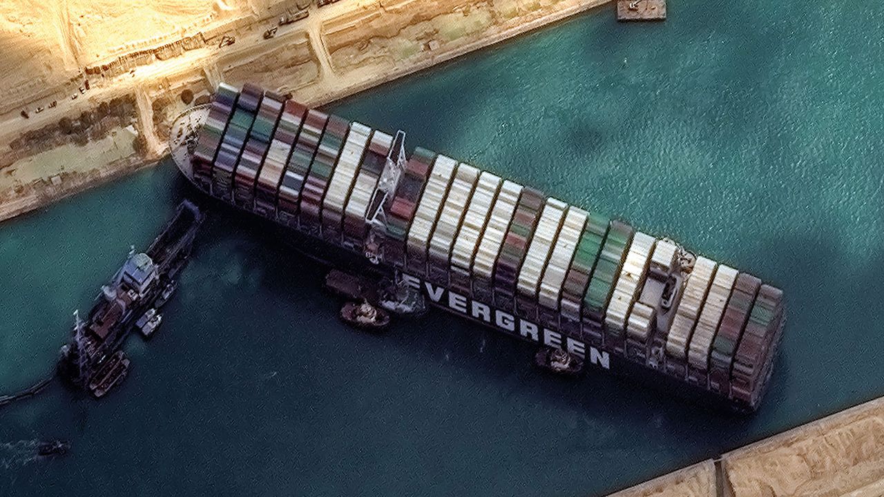 Ever Given container ship blocking the Suez Canal