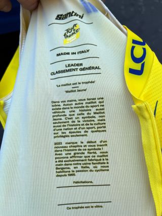 Santini 2022 Tour de France jersey inscription