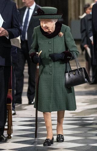 LONDON, ENGLAND - MARCH 29: Queen Elizabeth II arrives in Westminster Abbey for the Service of Thanksgiving for the Duke of Edinburgh on March 29, 2022 in London, England. (Photo Richard Pohle - WPA Pool/Getty Images)
