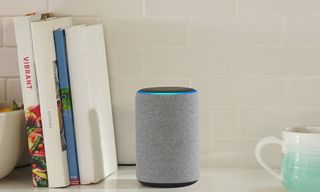 Amazon Echo Plus smart speaker in a kitchen setting