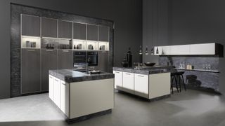 Dual kitchen island sizes in contemporary kitchen