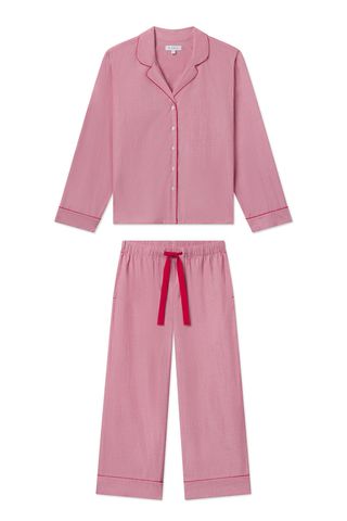 Poplin Chloe Long Sleeve Pajama Set in Classic Red — Xxs