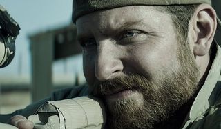 American Sniper Bradley Cooper Chris Kyle aiming his scope at a target