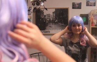 Teenagers vs Cancer - shows Chloe with a colourful wig