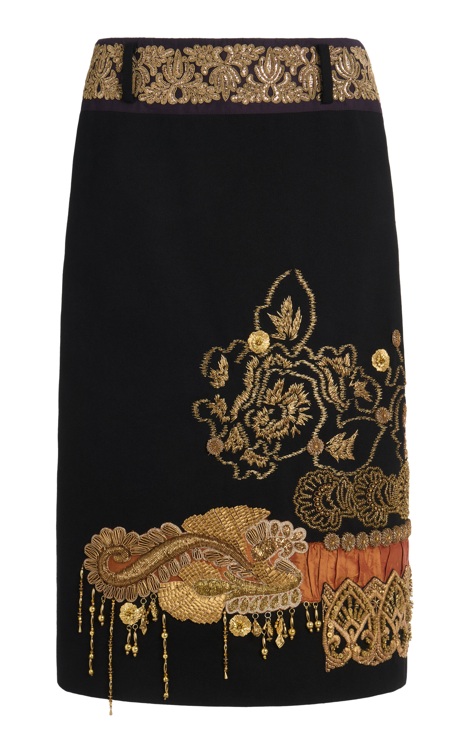 Sentista Embroidered Cotton Midi Skirt