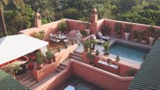 The pink outdoor space at Royal Mansour Marrakech's Grand Riad