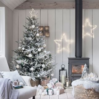 White Christmas tree in living room
