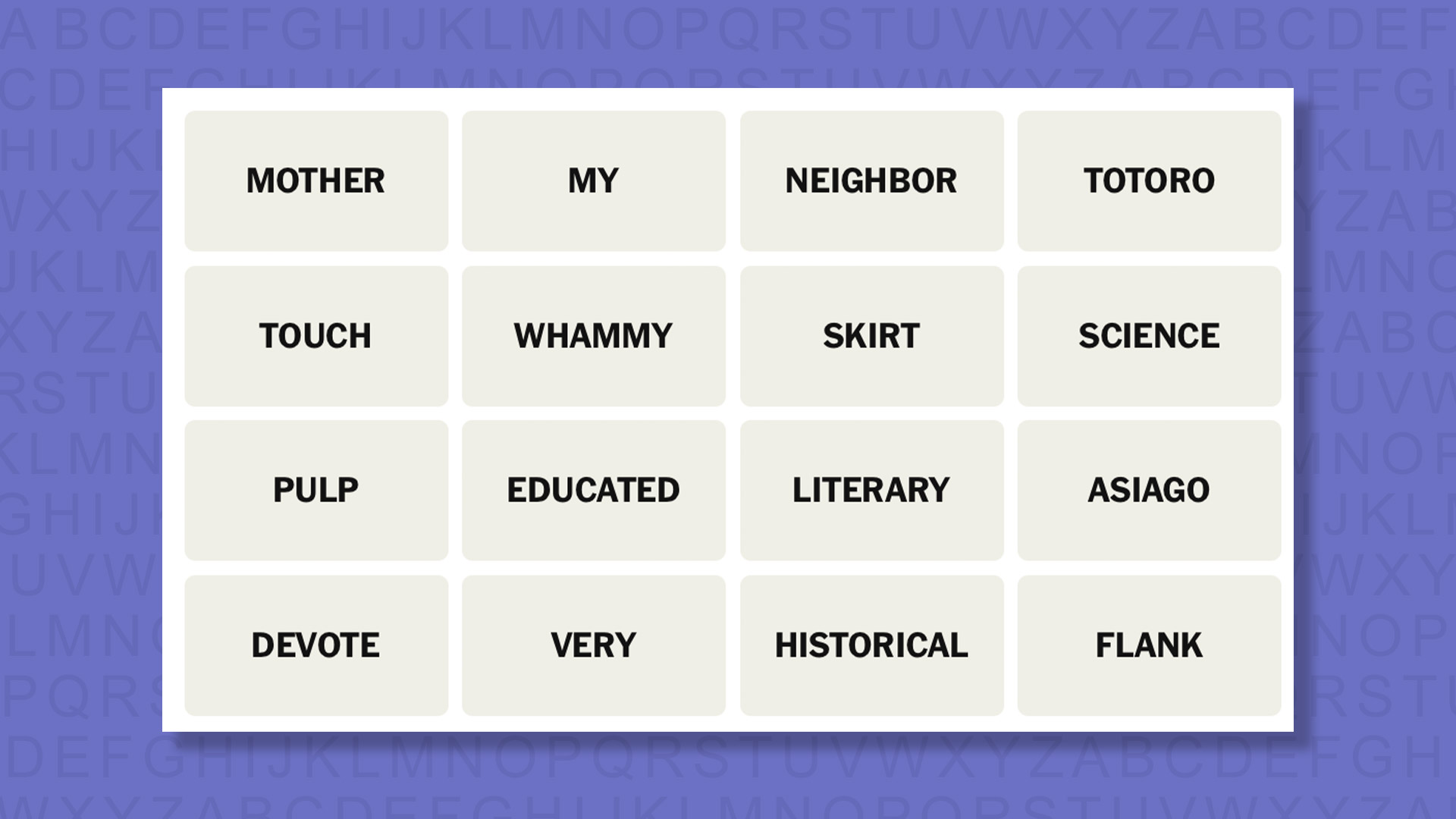 NYT Connections hints for game 1047 on a purple background