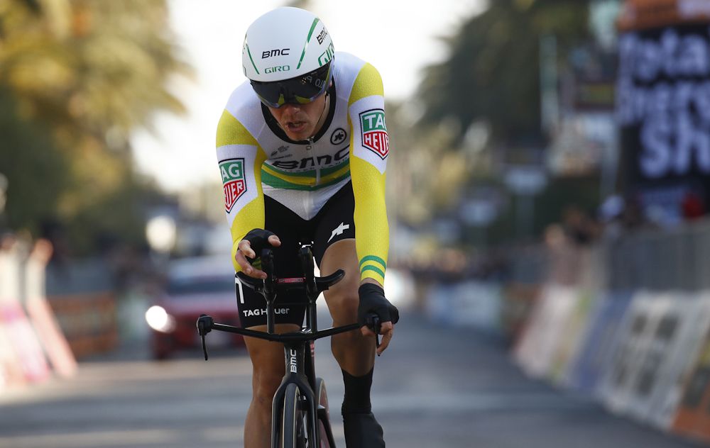 Rohan Dennis en route to winning the time trial at Tirreno-Adriatico