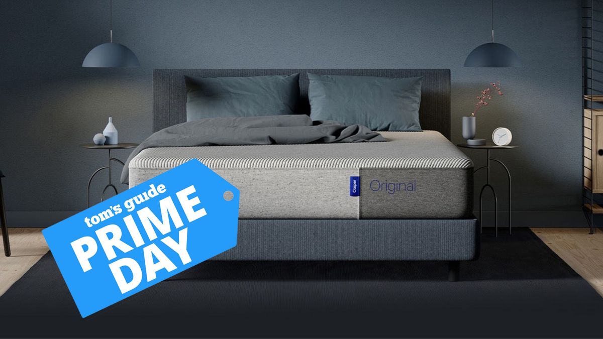 An image of the Casper Original mattress with a Tom&#039;s Guide Prime Day deal badge laid on top