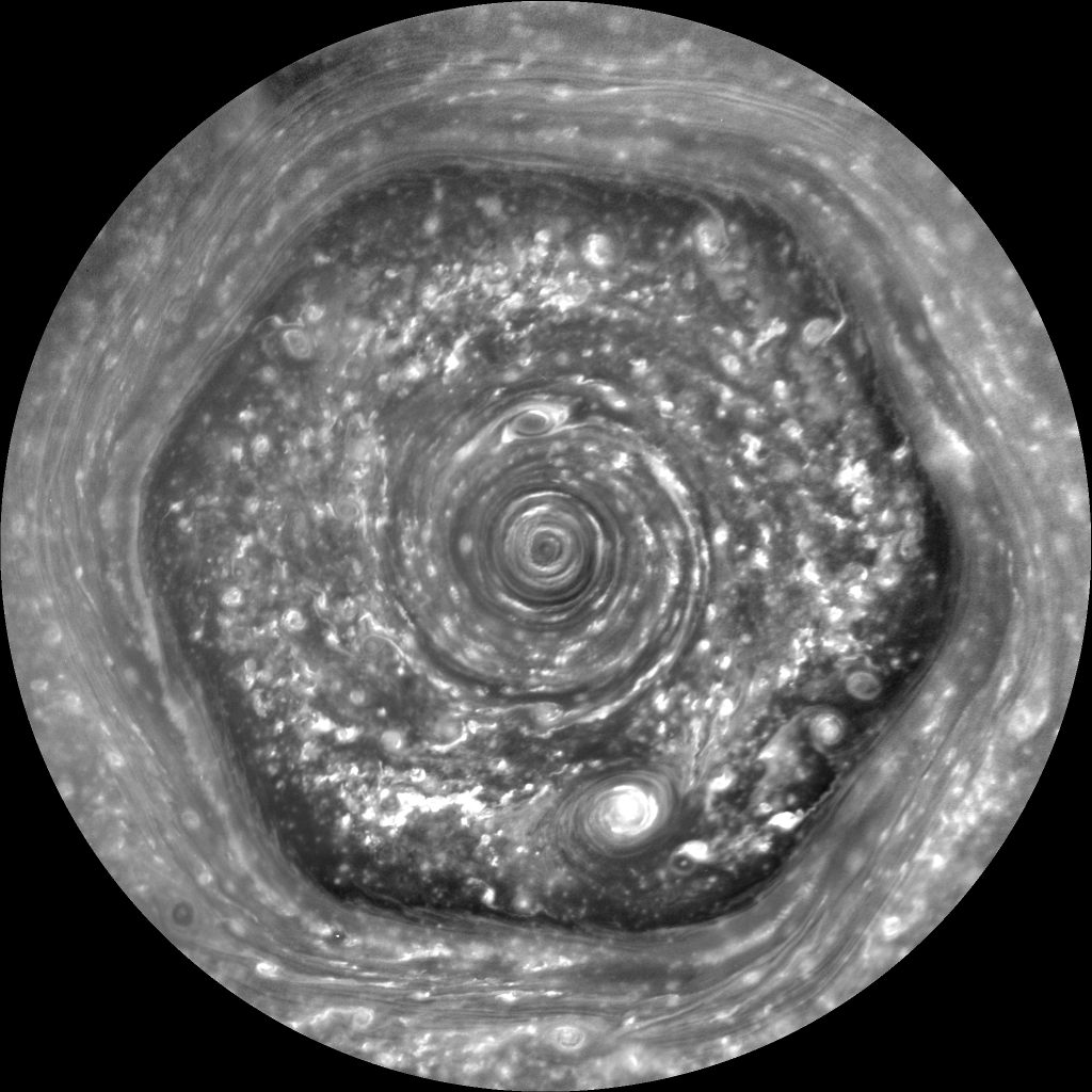 Hexagon observations made by Cassini in 2012, taken in wavelengths ranging from UV to IR.